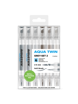 Molotow Aqua Twin Grey set 2 - (6 markers)